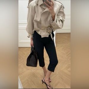 ASOS DESIGN seam detail split capri pants in black brand new